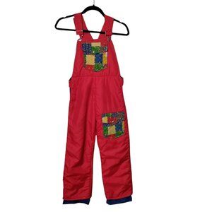 Vintage Girls‎ Liberty Bell Red Patchwork Snow Bibs Overalls  Size 12